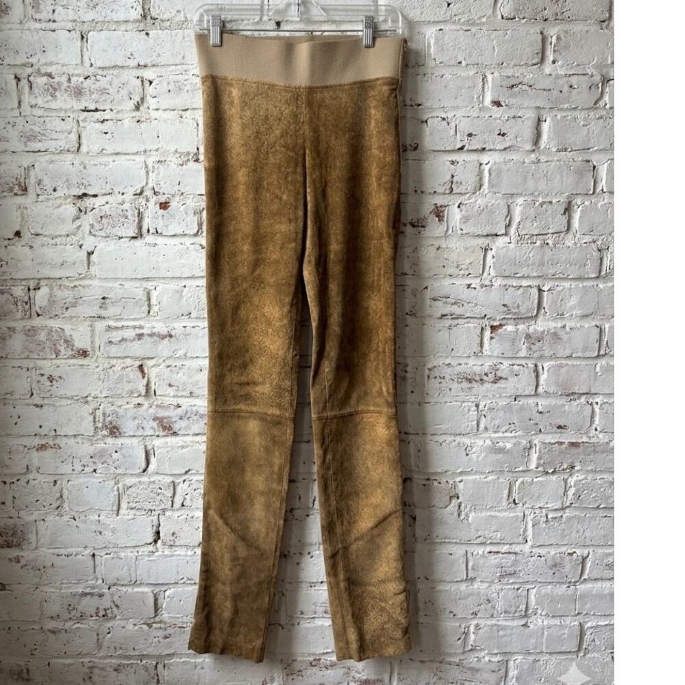 Elise Overland Suede Rocker Pants Hook Eye Side Size 6 Indie Sleaze Rocker LONG